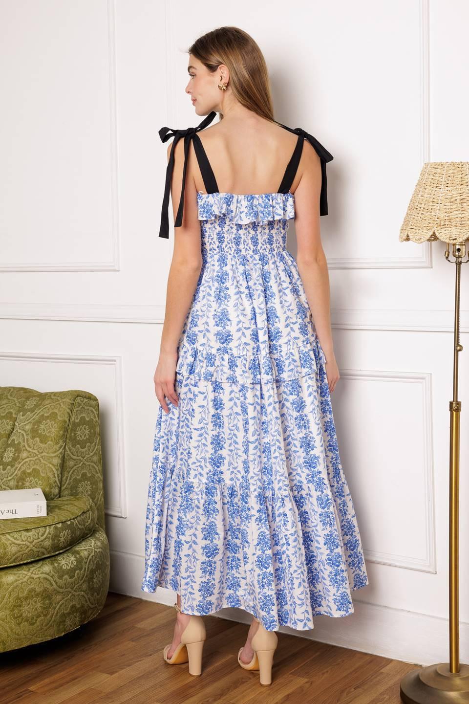 Off for the Day Woven Midi Dress in ivory blue, view 7 — Soul Flow Apparel