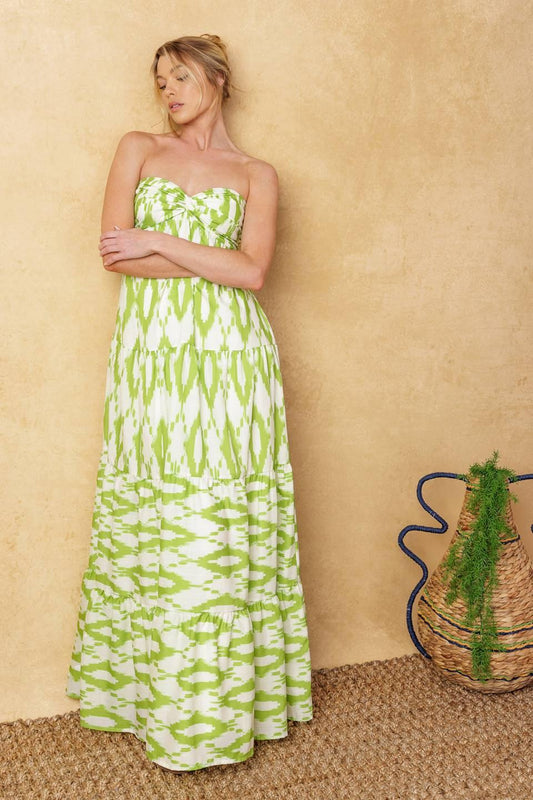 Petals of Time Woven Maxi Dress in ivory green, view 6 — Soul Flow Apparel