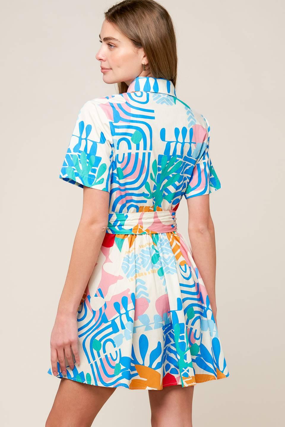 Garden Social Woven Mini Dress in off-white multi, view 5 — Soul Flow Apparel