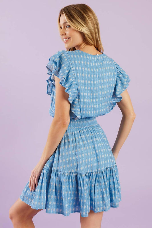 Come As You Are Woven Mini Dress in powder blue, view 6 — Soul Flow Apparel