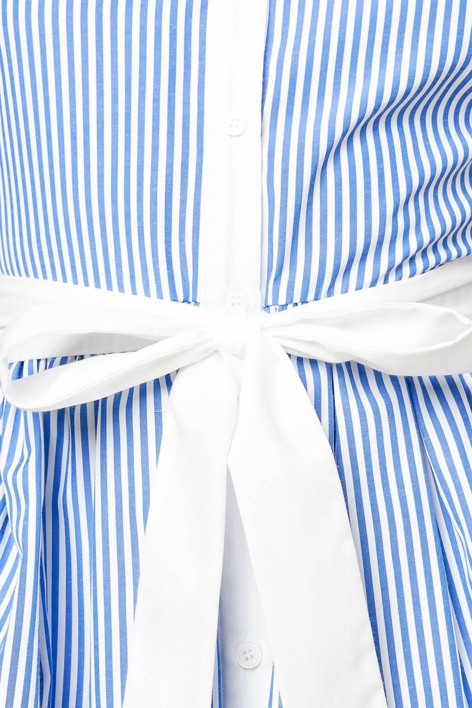 A Touch of Grace Woven Midi Dress in blue white stripe, view 7 — Soul Flow Apparel
