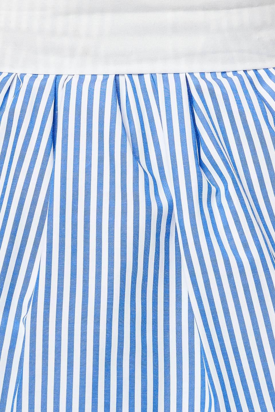 A Touch of Grace Woven Midi Dress in blue white stripe, fabric swatch — Soul Flow Apparel