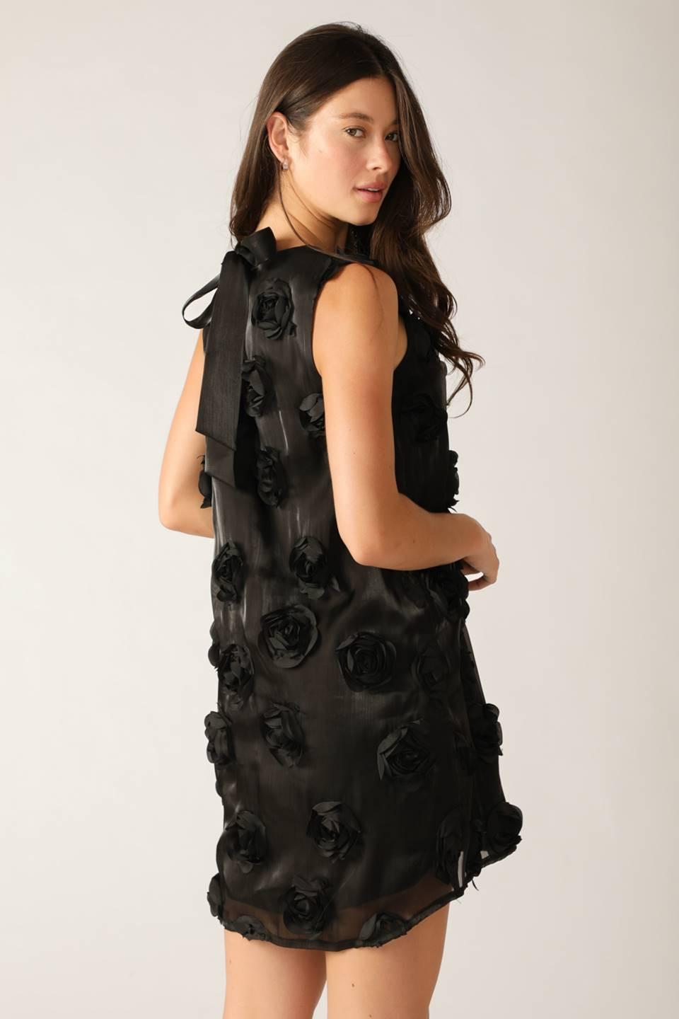 Radiant Spirit Woven Mini Dress in black, view 6 — Soul Flow Apparel