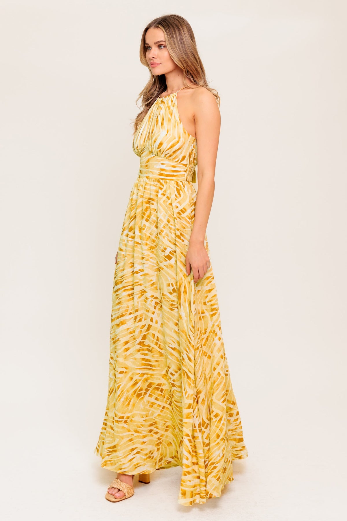 Living in Wonderland Woven Maxi Dress in taupe, view 6 — Soul Flow Apparel