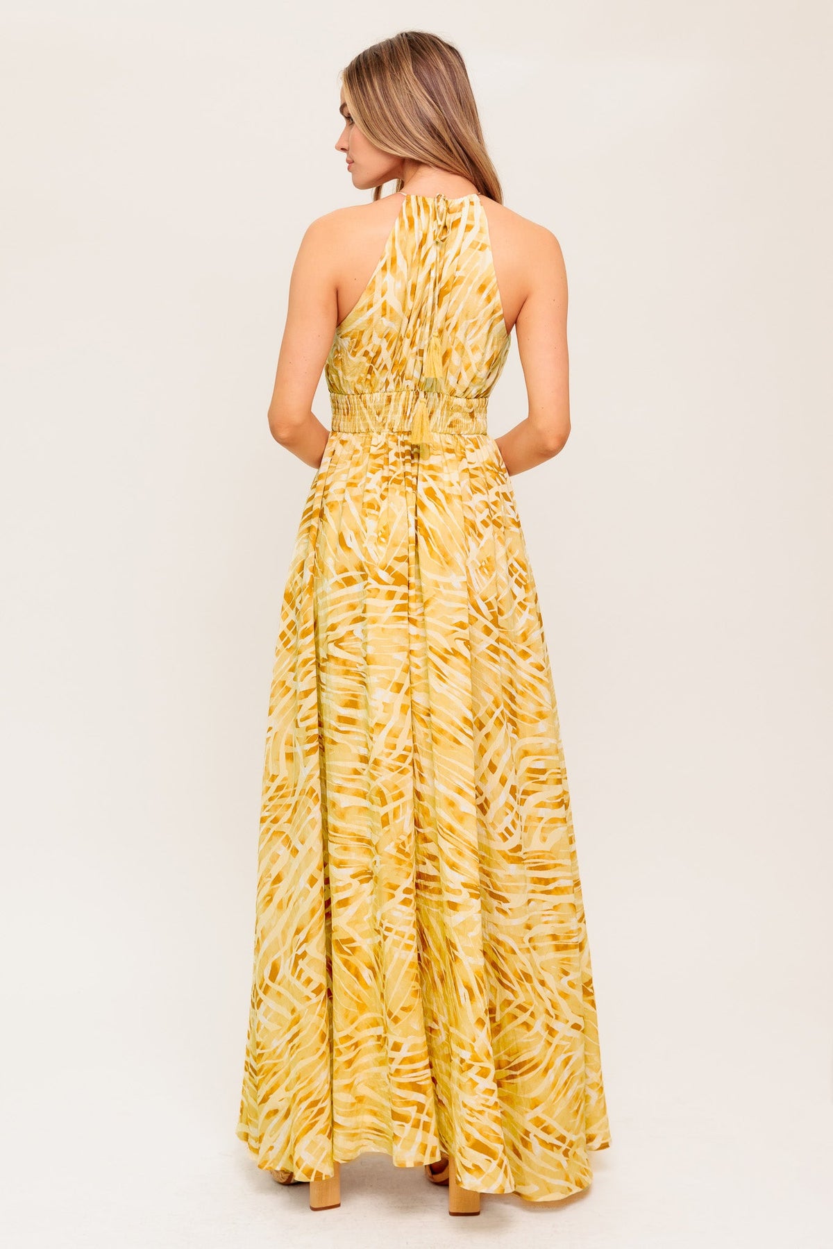 Living in Wonderland Woven Maxi Dress in taupe, view 7 — Soul Flow Apparel