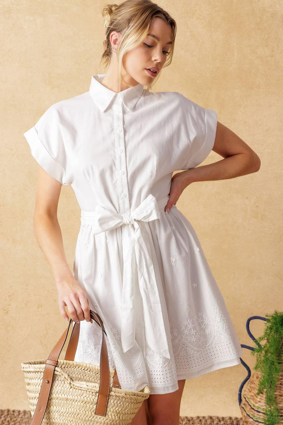 Feel the Vibe Woven Mini Dress in ivory, view 3 — Soul Flow Apparel