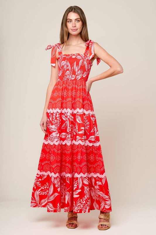 Brighter Days Woven Maxi Dress in red pink, view 1 — Soul Flow Apparel