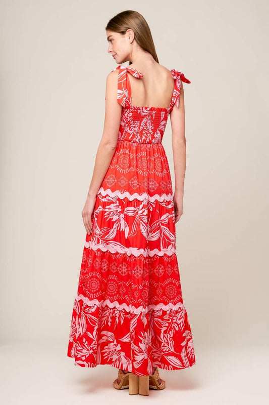 Brighter Days Woven Maxi Dress in red pink, view 5 — Soul Flow Apparel