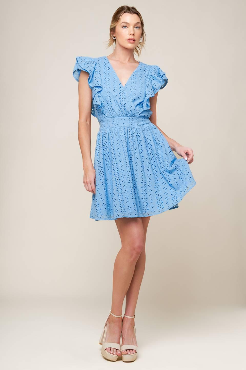 Keep Me Close Powder Blue Woven Mini Dress, view 1 — Soul Flow Apparel
