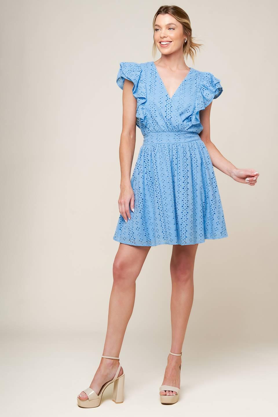 Keep Me Close Powder Blue Woven Mini Dress, view 3 — Soul Flow Apparel