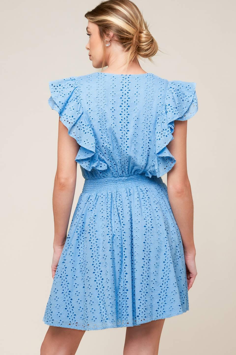 Keep Me Close Powder Blue Woven Mini Dress, view 5 — Soul Flow Apparel