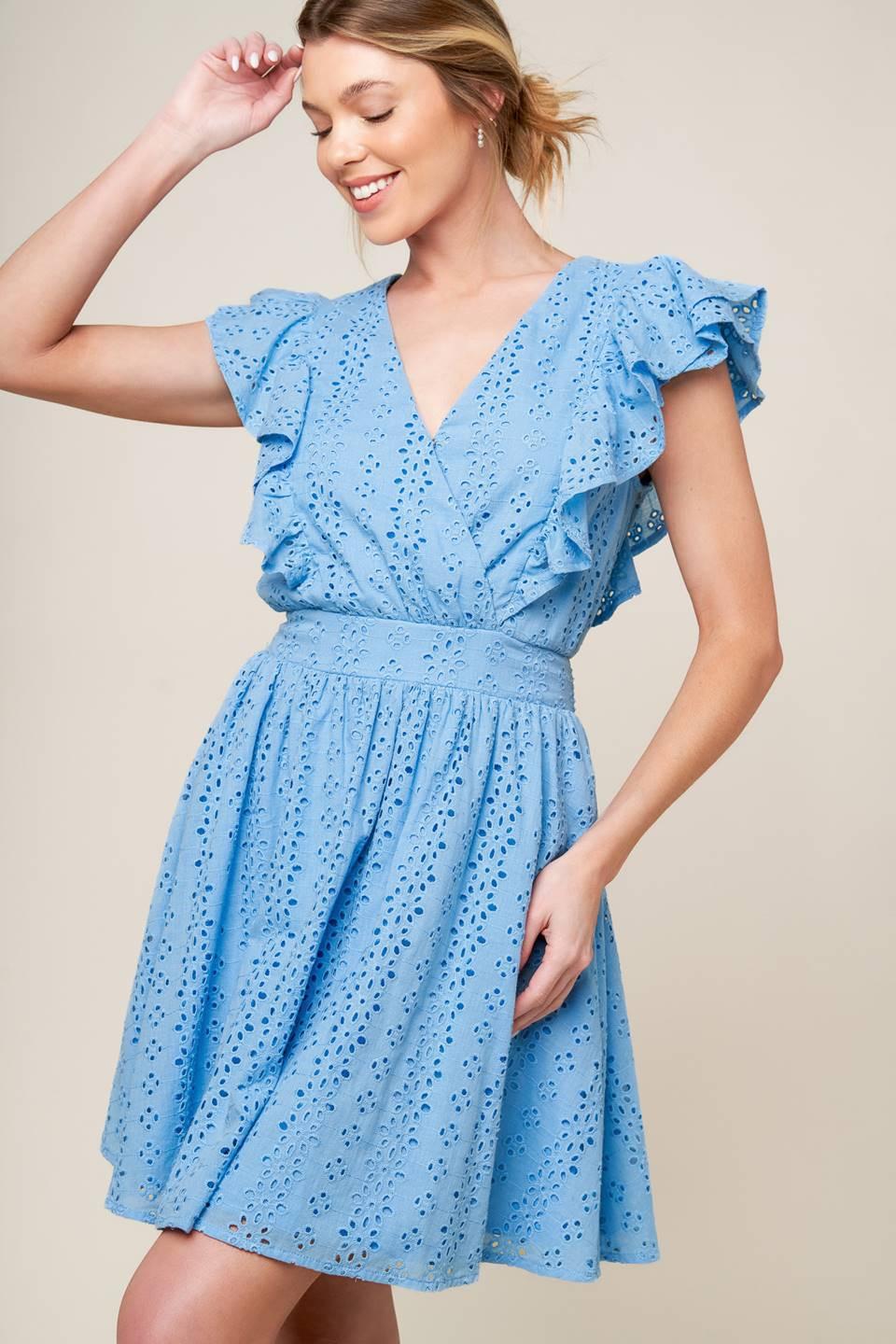Keep Me Close Powder Blue Woven Mini Dress, view 7 — Soul Flow Apparel