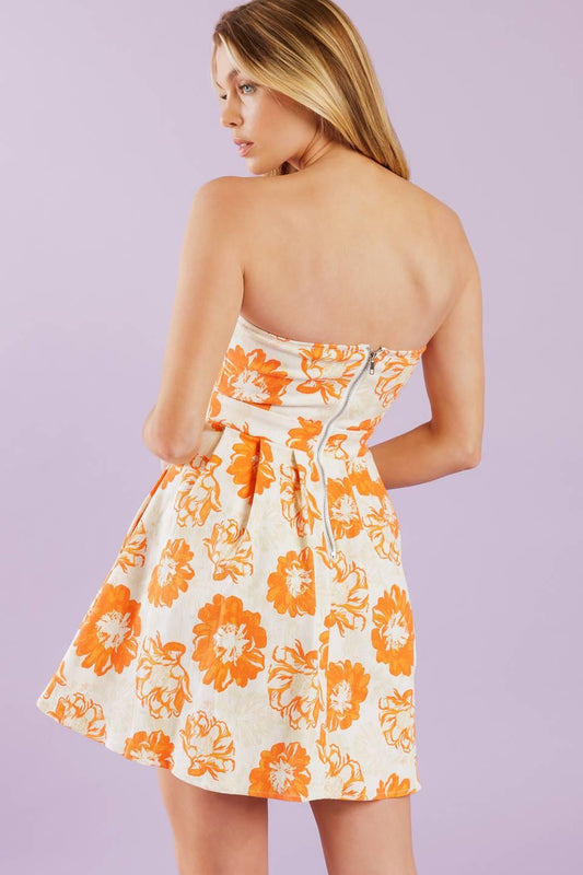 Love Me More Woven Mini Dress in white orange, view 7 — Soul Flow Apparel