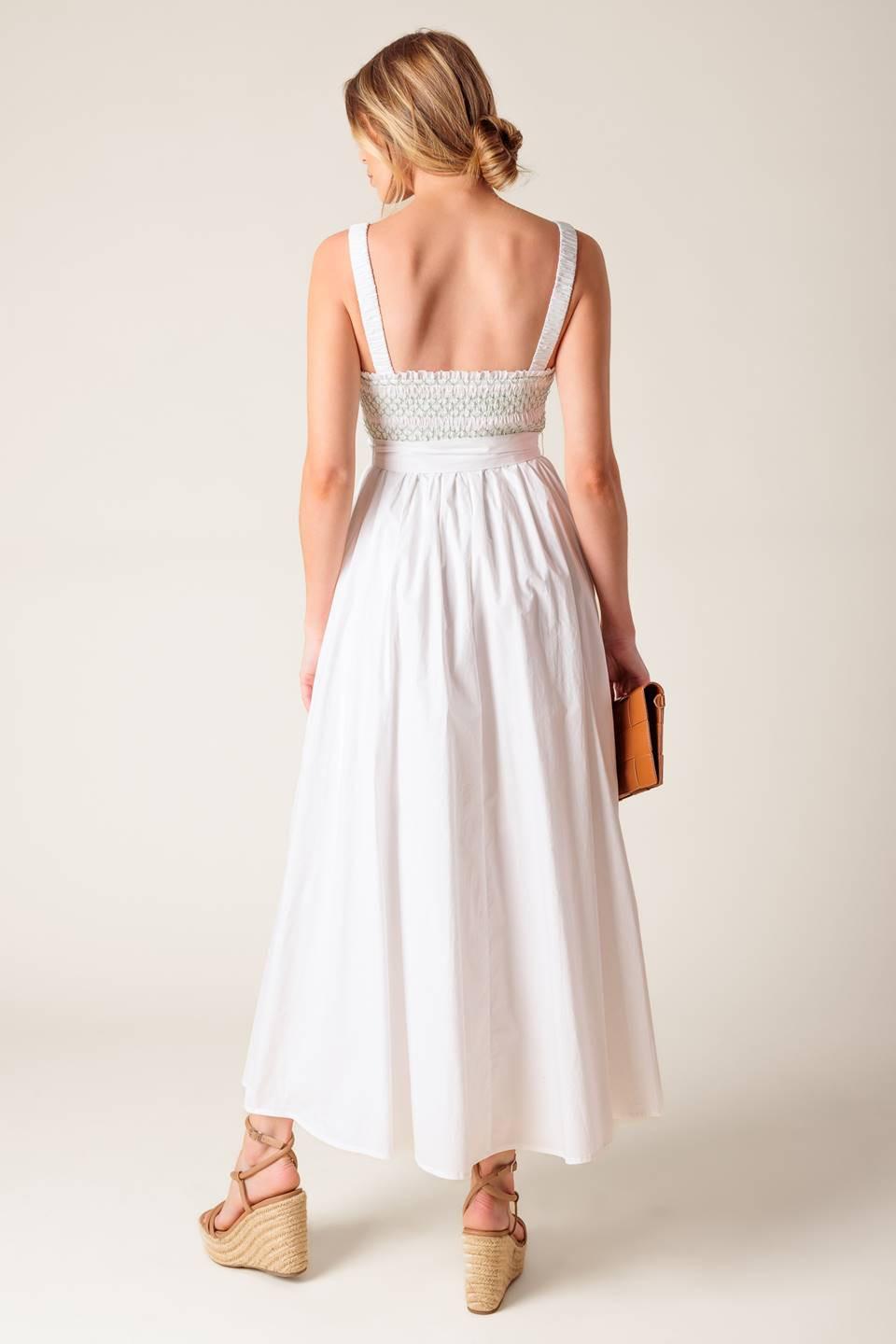 Romina Broderie Woven Midi Dress in off-white, view 7 — Soul Flow Apparel
