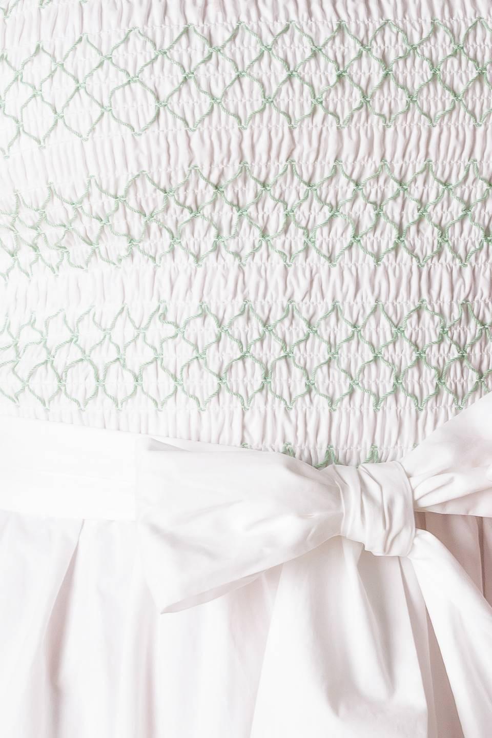 Romina Broderie Woven Midi Dress in off-white, fabric swatch — Soul Flow Apparel