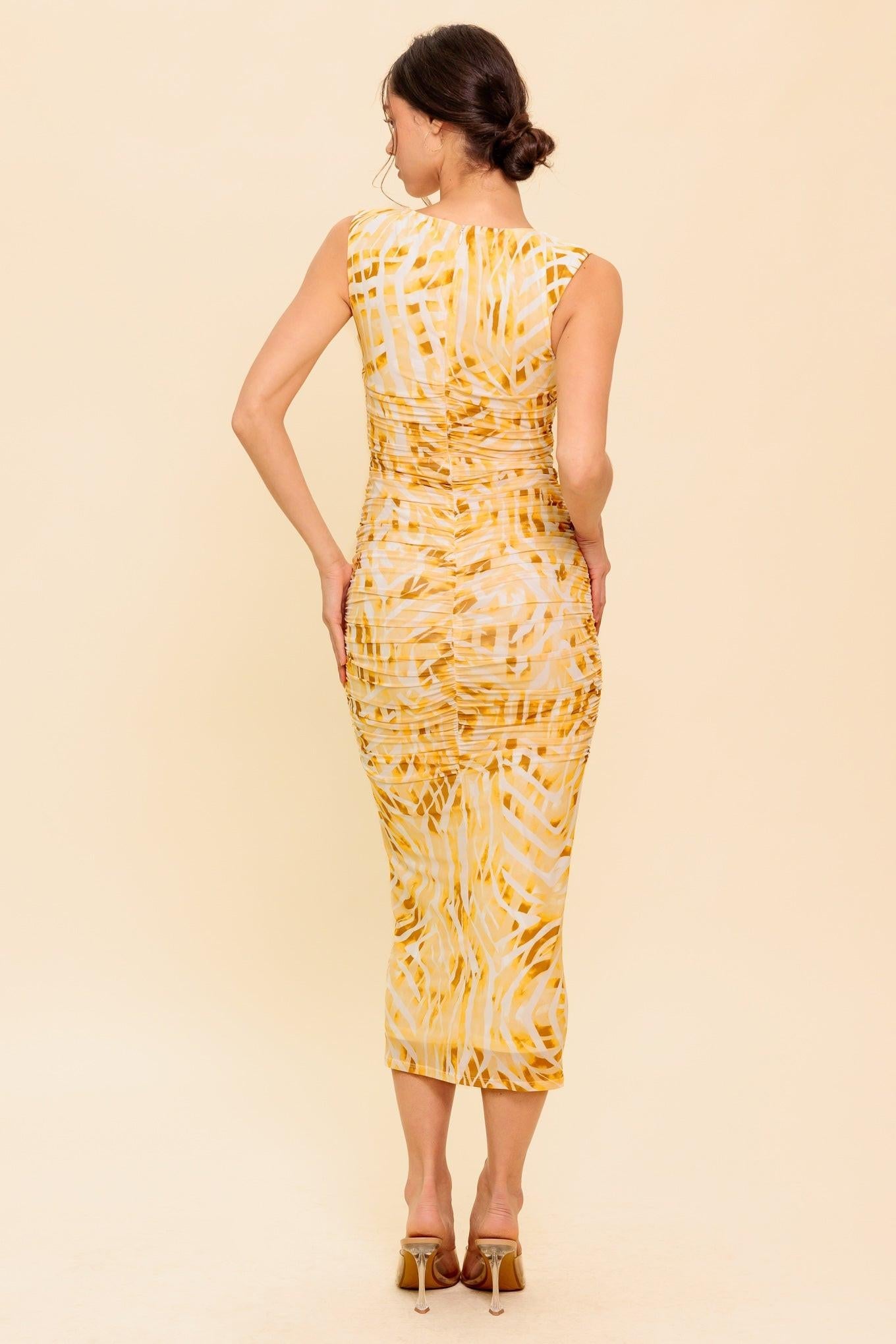 Sweet As Ever Power Mesh Bodycon Midi Dress in taupe, view 7 — Soul Flow Apparel