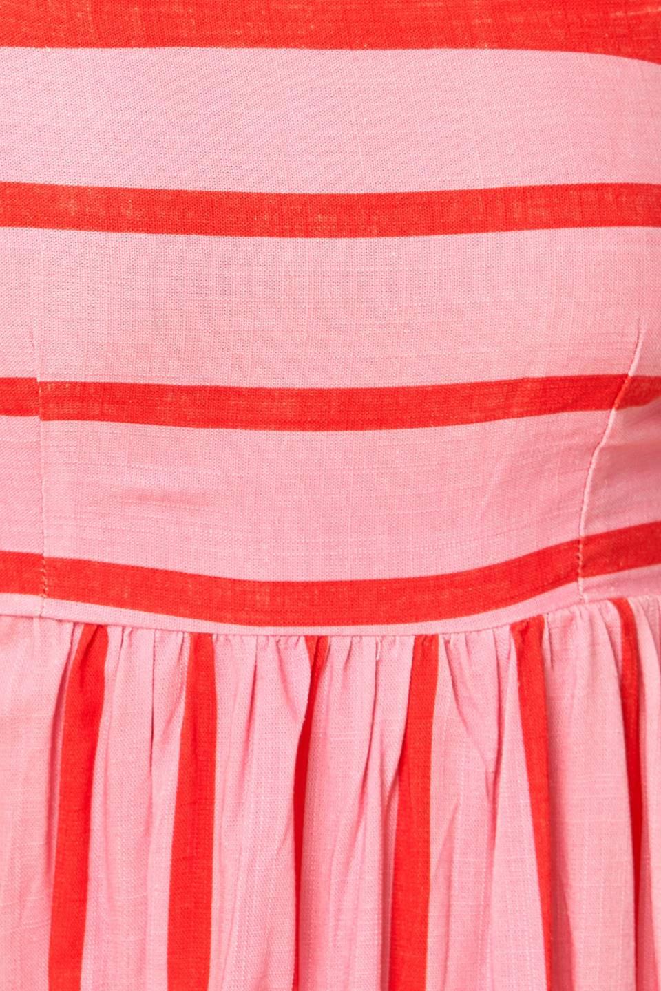 Speak Now Woven Midi Dress in pink red, fabric swatch — Soul Flow Apparel
