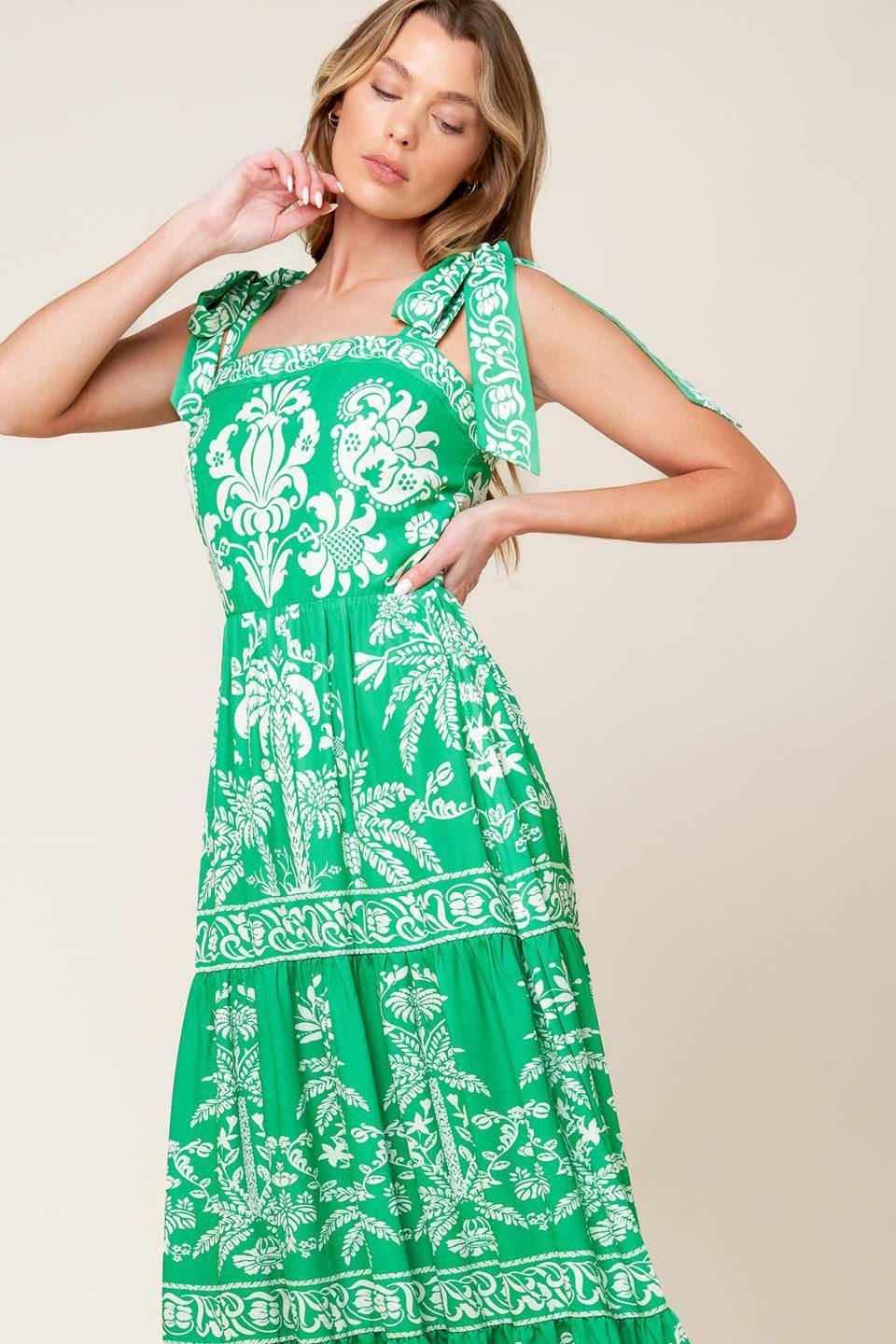 Sweet Like Green Woven Maxi Dress in ivory, view 4 — Soul Flow Apparel