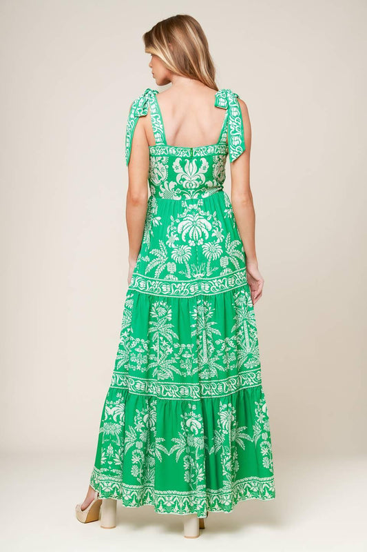 Sweet Like Green Woven Maxi Dress in ivory, view 5 — Soul Flow Apparel