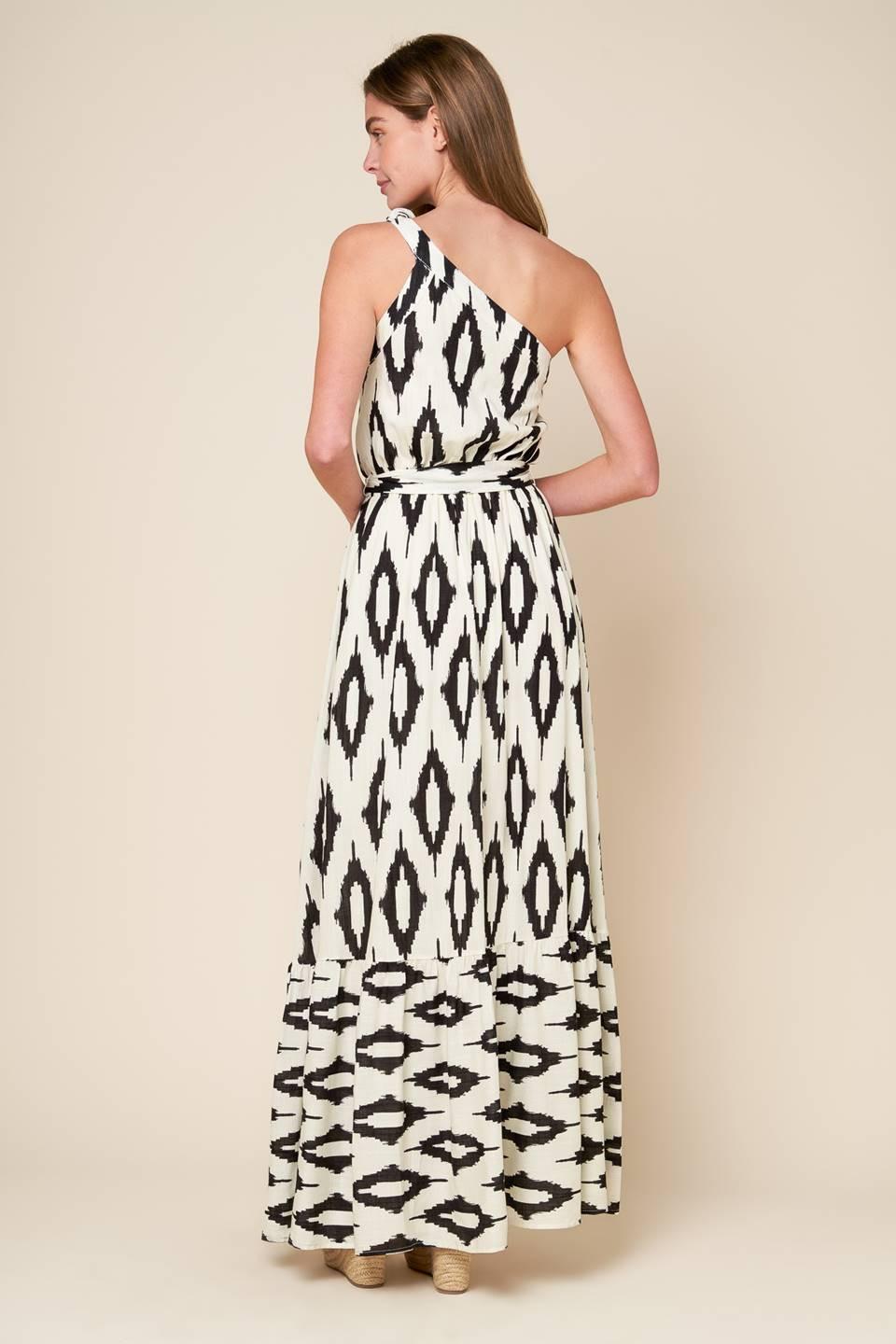 Perfect Sensation Woven Maxi Dress in ivory black, view 5 — Soul Flow Apparel