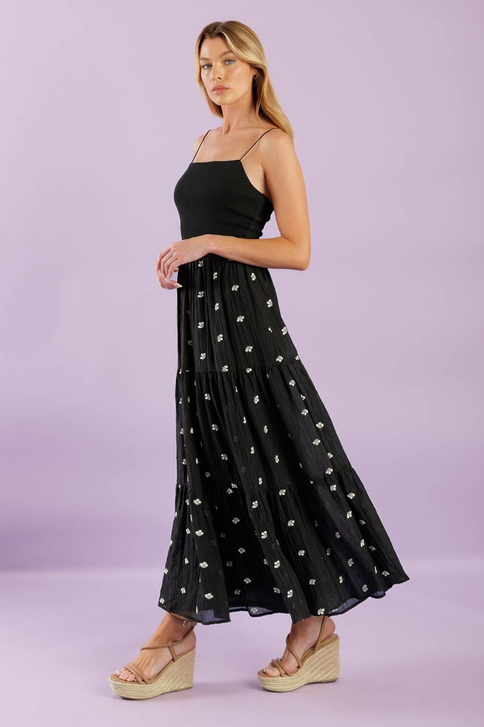 Fade Into You Woven Midi Dress in black, view 5 — Soul Flow Apparel