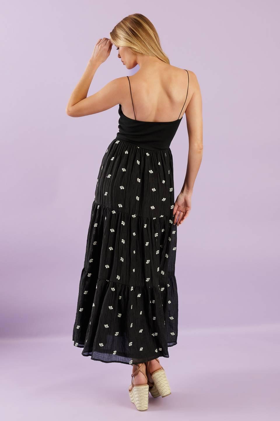 Fade Into You Woven Midi Dress in black, view 6 — Soul Flow Apparel