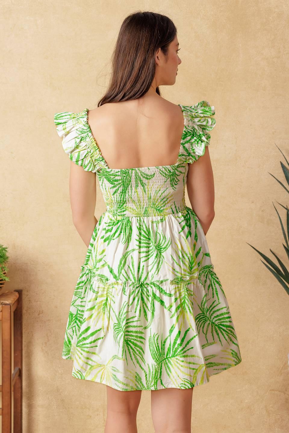 Adorable Intentions Woven Mini Dress in ivory green, view 8 — Soul Flow Apparel