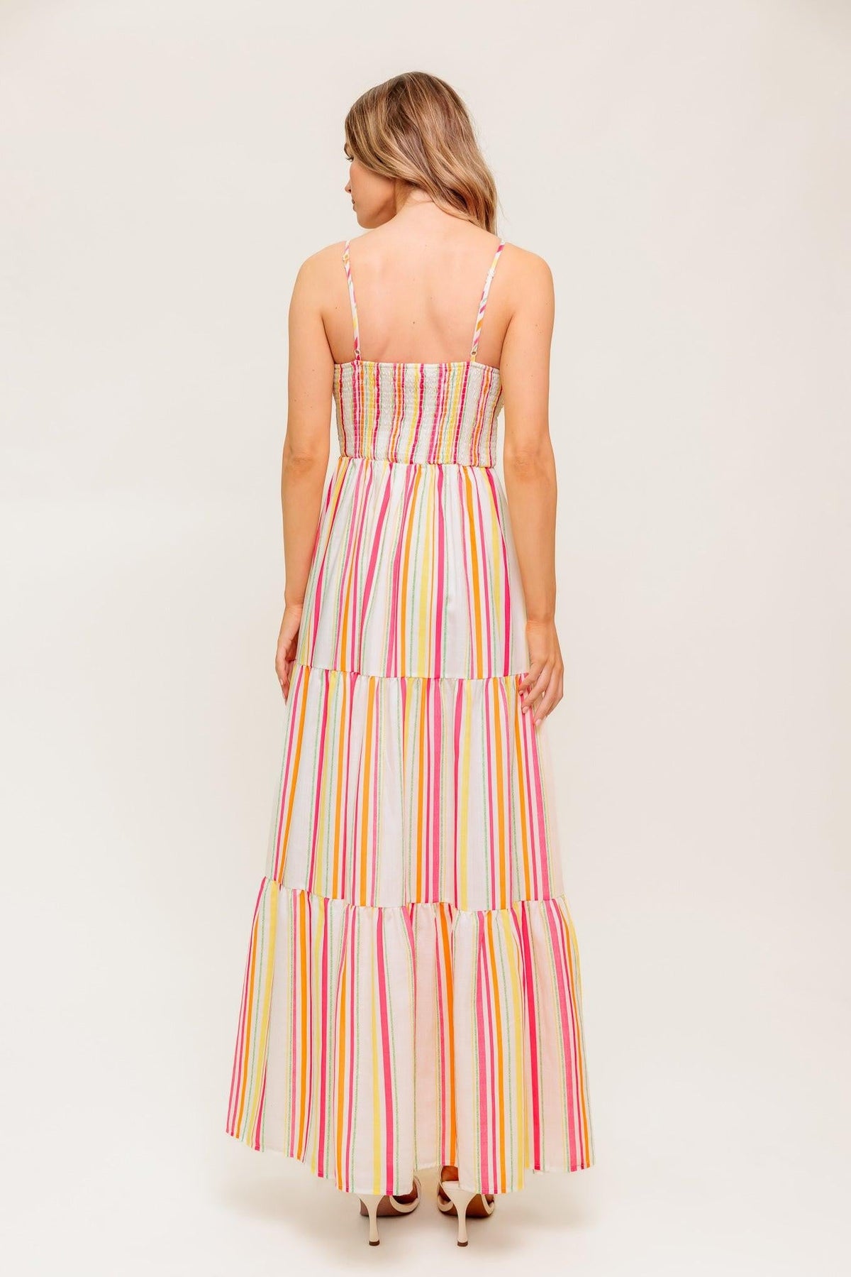 See the Good Woven Maxi Dress in ivory fuschia, view 8 — Soul Flow Apparel
