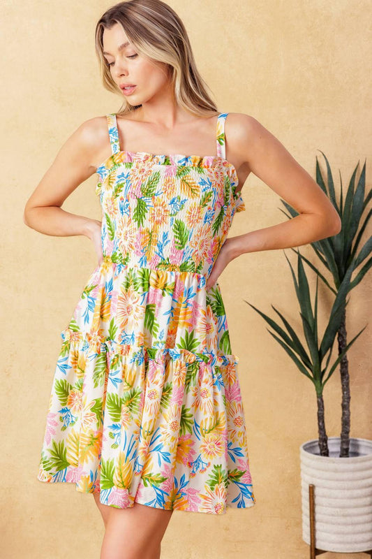 Secret Crush Woven Mini Dress in ivory orange, view 3 — Soul Flow Apparel