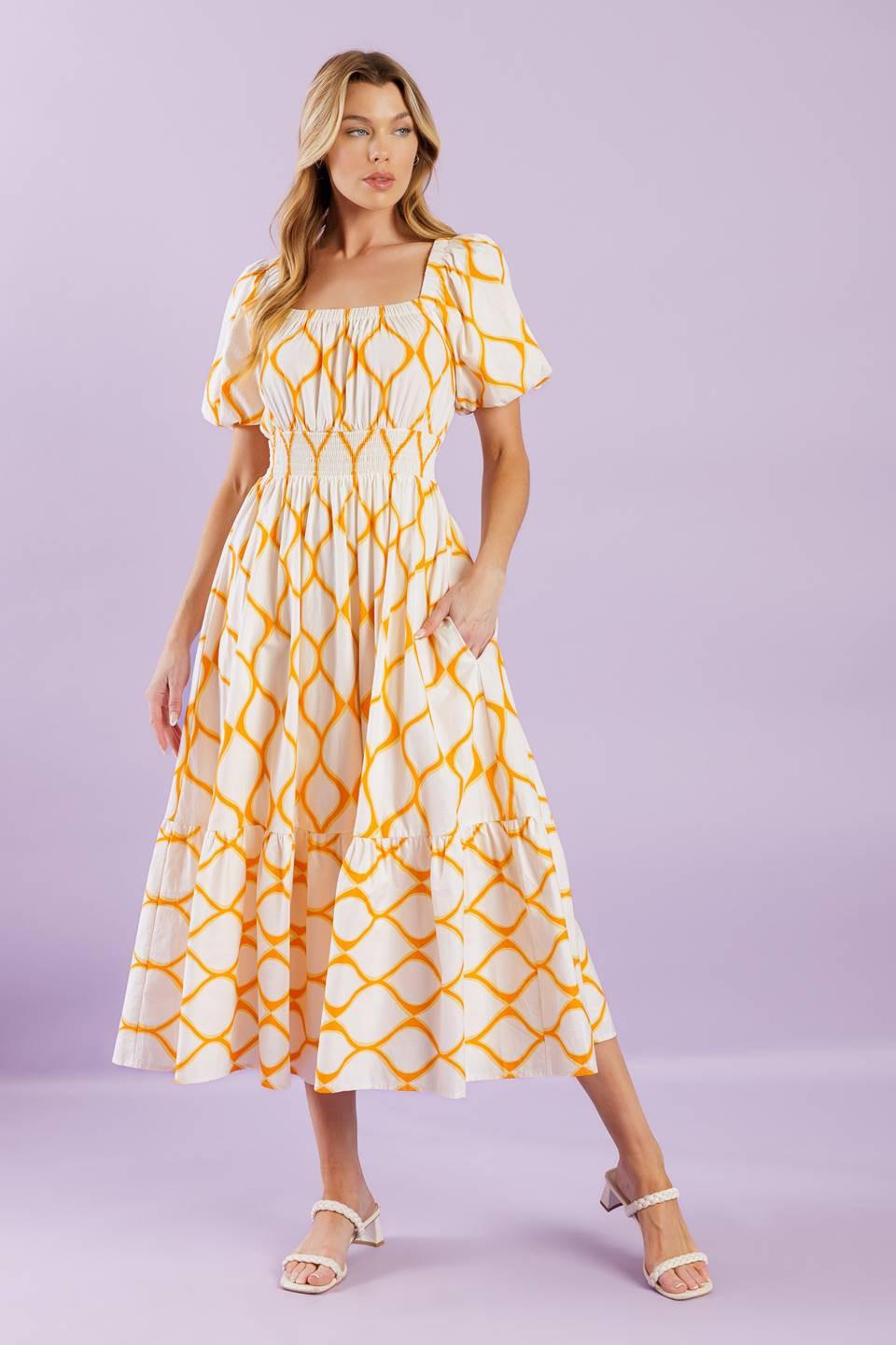 Iconic Summer Woven Midi Dress in ivory, view 1 — Soul Flow Apparel