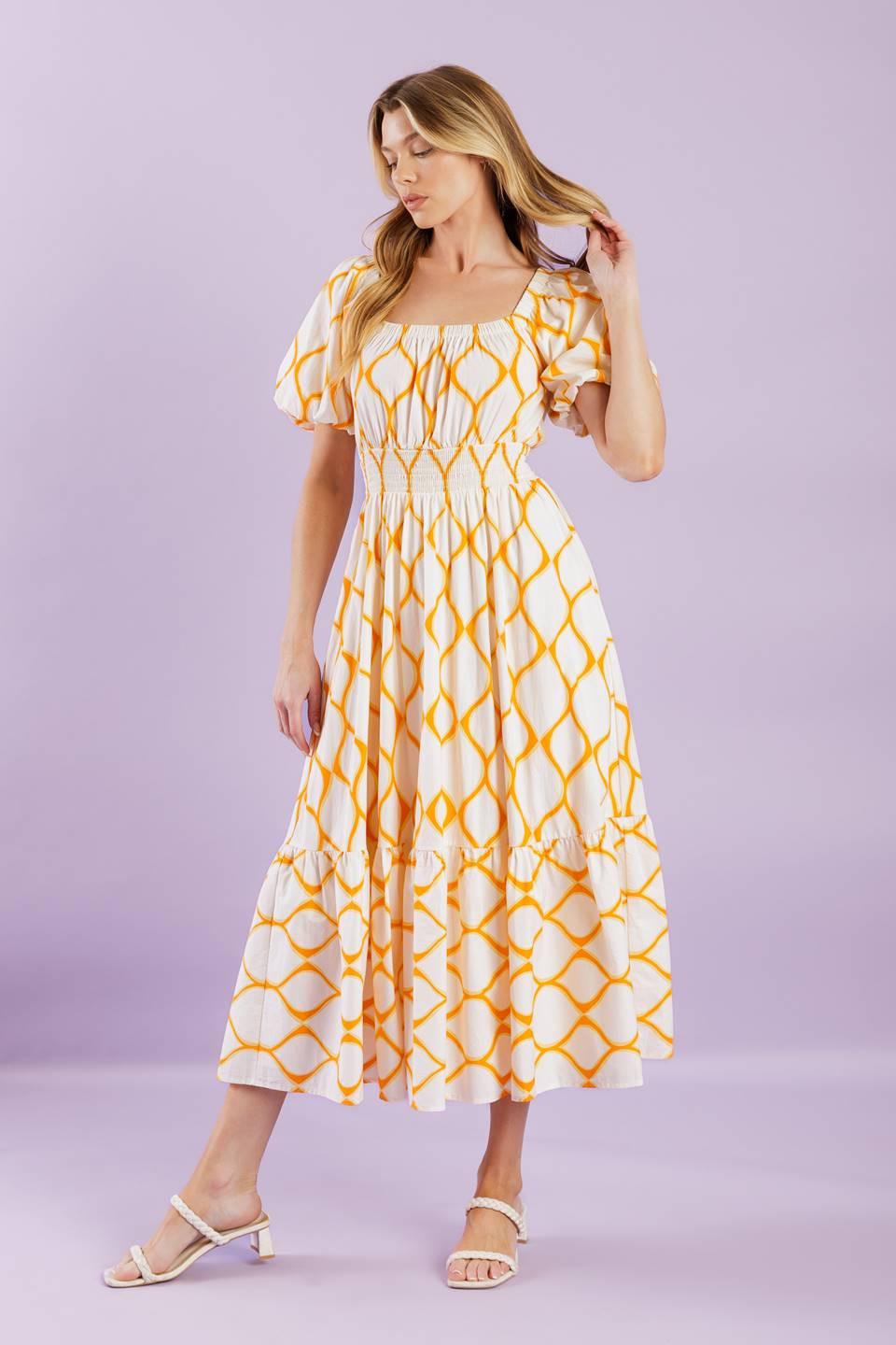 Iconic Summer Woven Midi Dress in ivory, view 2 — Soul Flow Apparel