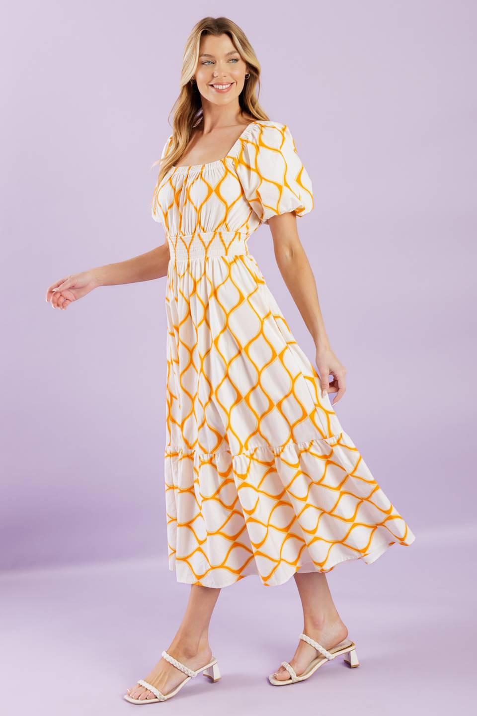 Iconic Summer Woven Midi Dress in ivory, view 3 — Soul Flow Apparel