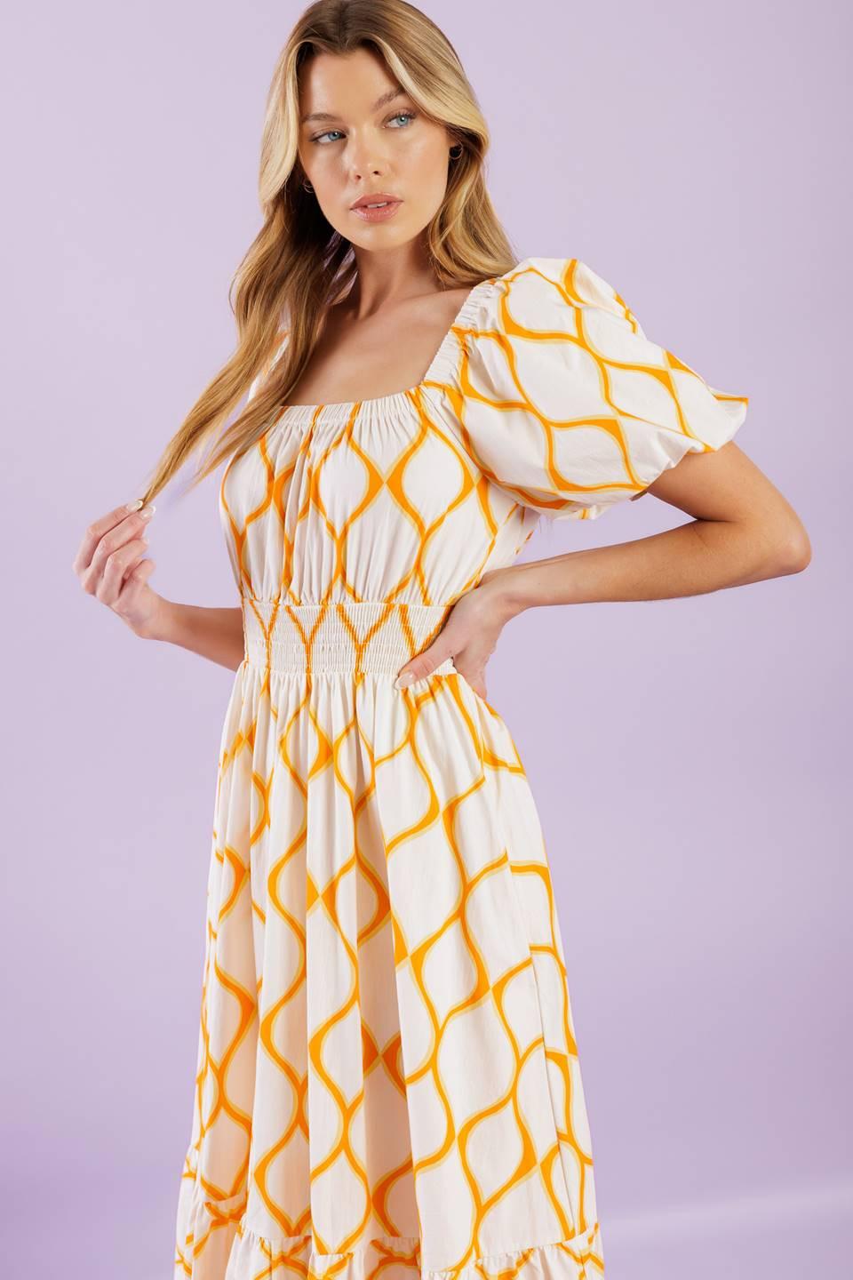 Iconic Summer Woven Midi Dress in ivory, view 4 — Soul Flow Apparel