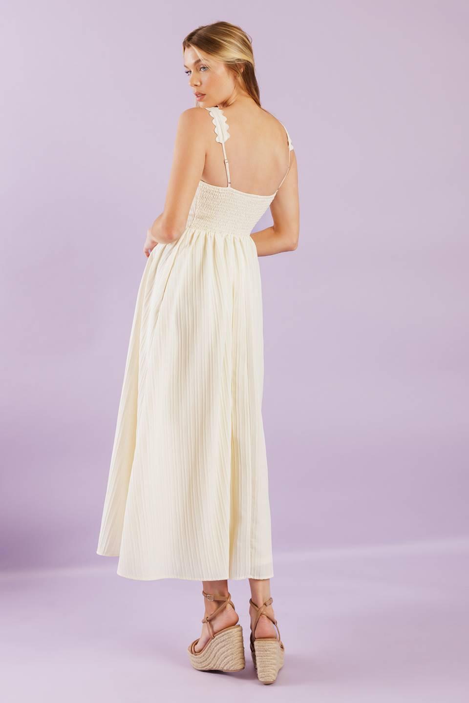 Total Crush Cream Woven Midi Dress, view 6 — Soul Flow Apparel