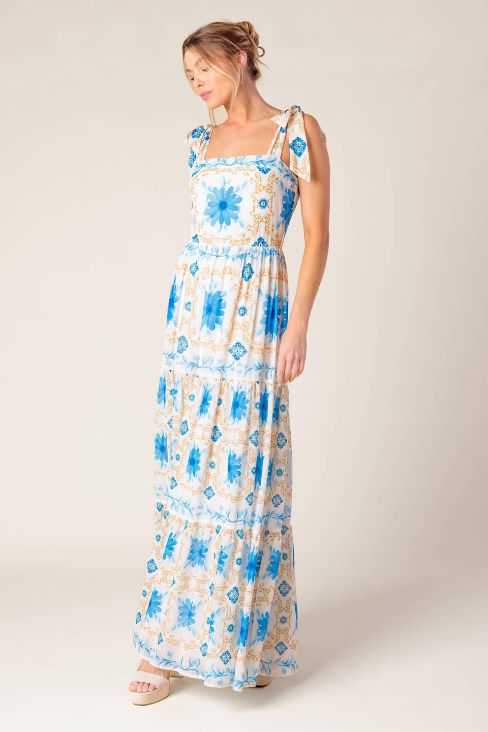 My Debut Woven Maxi Dress in ivory blue, view 5 — Soul Flow Apparel