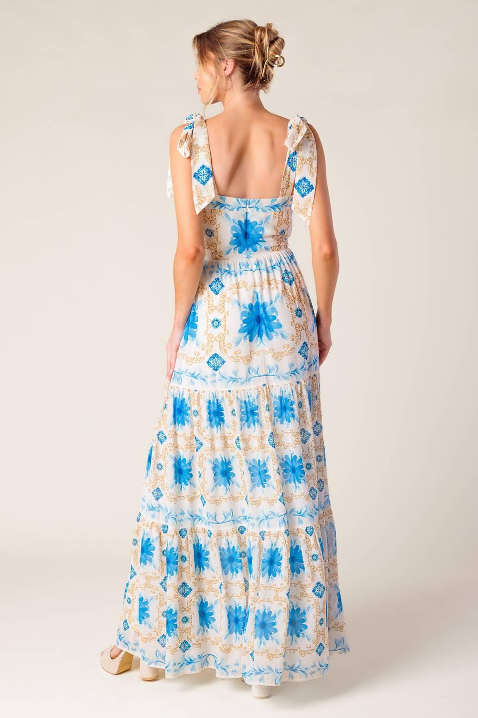My Debut Woven Maxi Dress in ivory blue, view 7 — Soul Flow Apparel