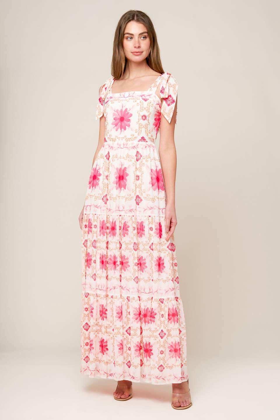 My Debut Woven Maxi Dress in ivory pink, view 1 — Soul Flow Apparel