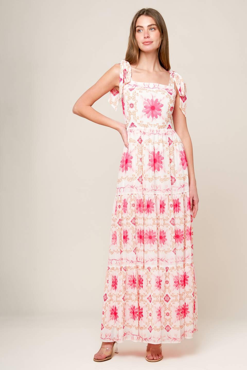 My Debut Woven Maxi Dress in ivory pink, view 2 — Soul Flow Apparel