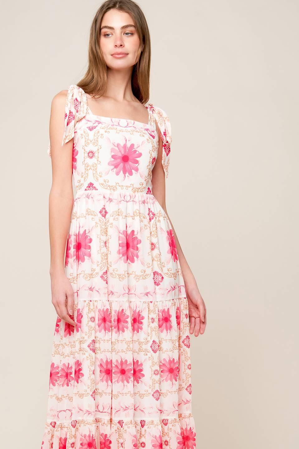 My Debut Woven Maxi Dress in ivory pink, view 4 — Soul Flow Apparel