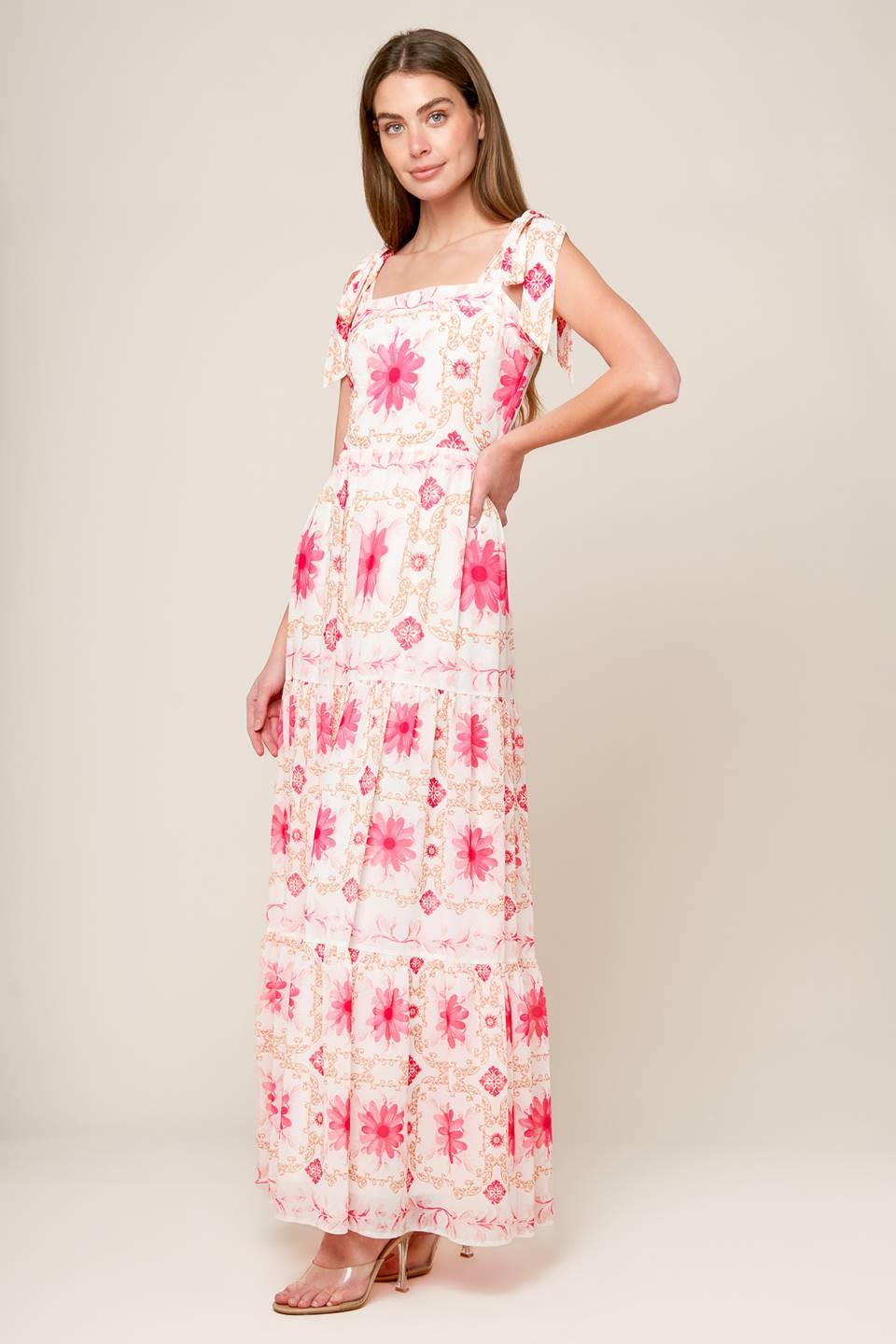 My Debut Woven Maxi Dress in ivory pink, view 5 — Soul Flow Apparel
