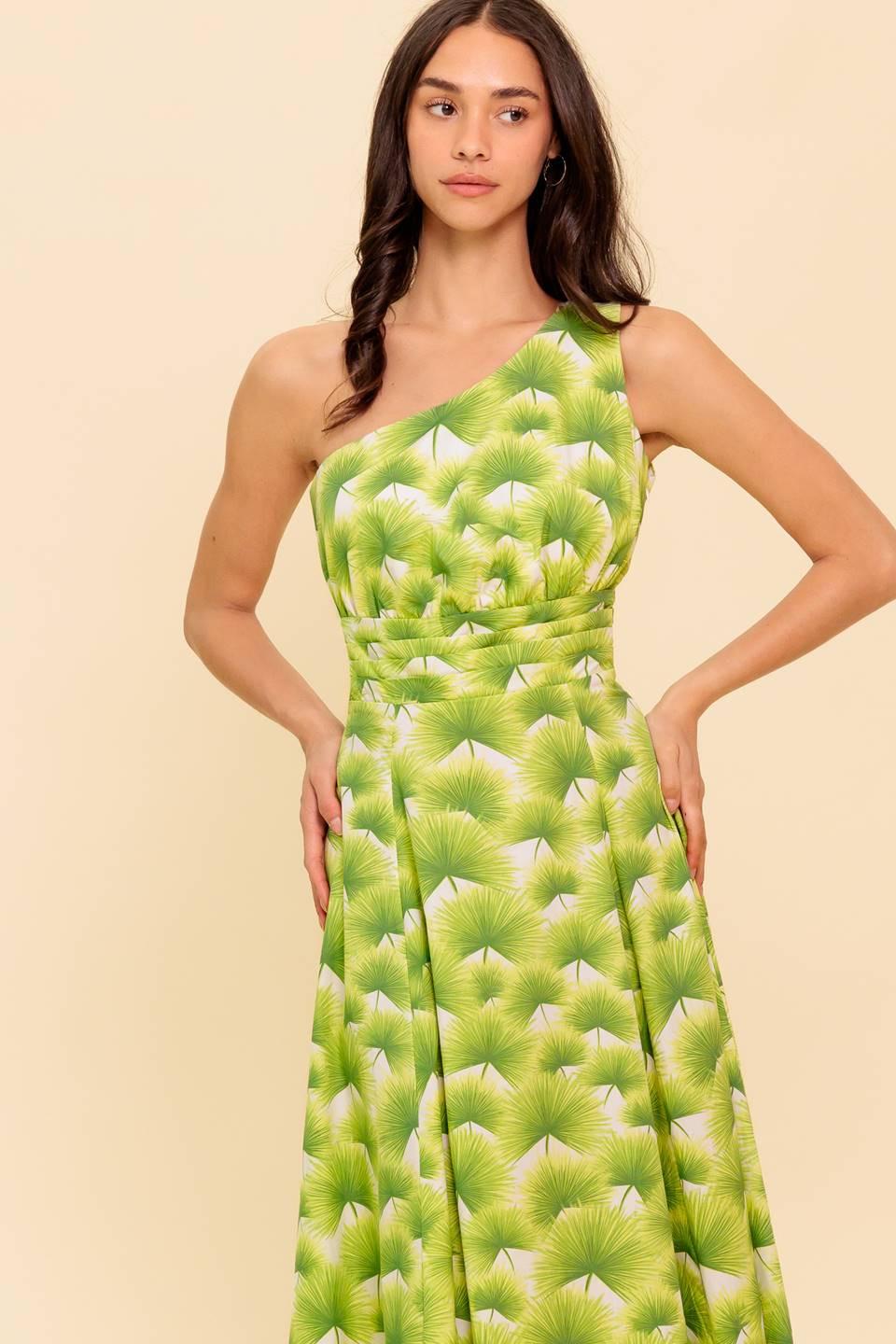 Walk in the Garden Woven Mdi Dress in ivory green, view 2 — Soul Flow Apparel