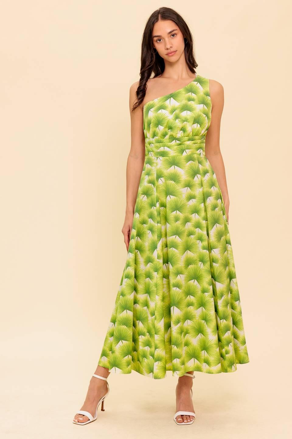Walk in the Garden Woven Mdi Dress in ivory green, view 5 — Soul Flow Apparel