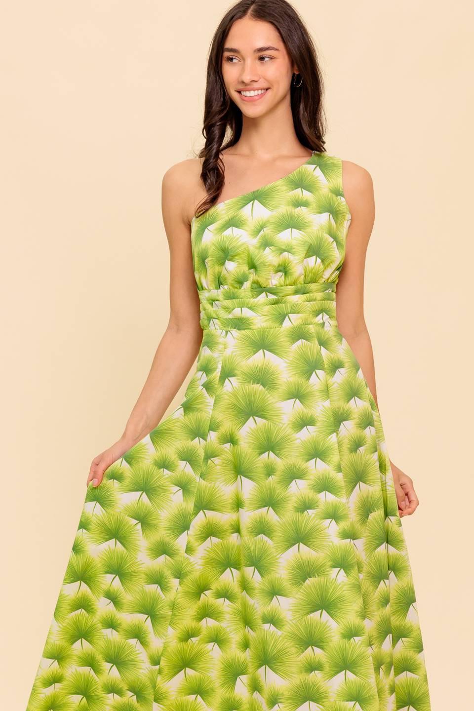Walk in the Garden Woven Mdi Dress in ivory green, view 6 — Soul Flow Apparel