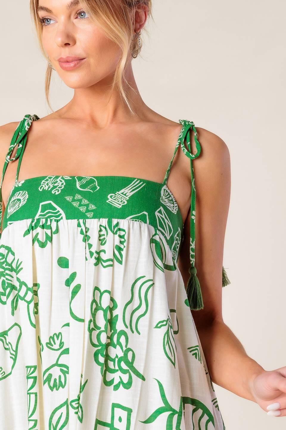 Everyday Bliss Woven Maxi Dress in ivory green, view 5 — Soul Flow Apparel