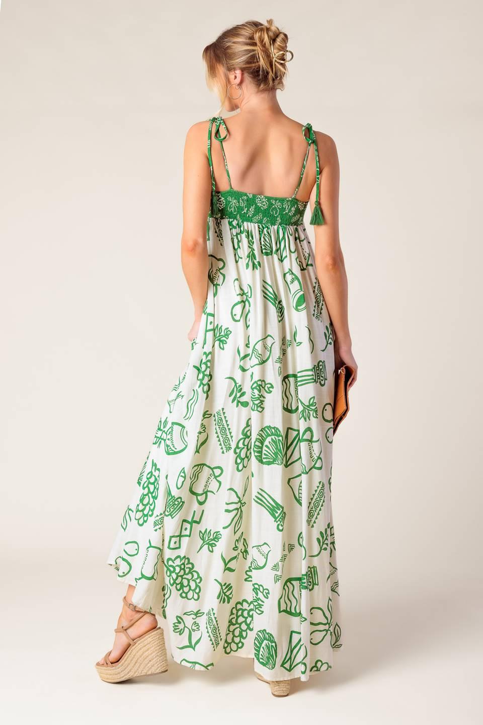 Everyday Bliss Woven Maxi Dress in ivory green, view 6 — Soul Flow Apparel