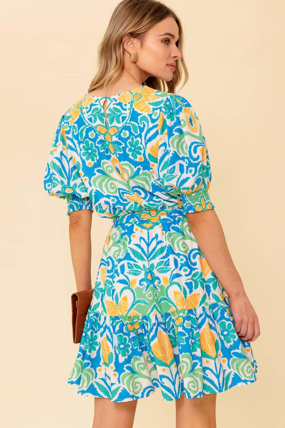 Love in Your Eyes Woven Mni Dress in blue green, view 7 — Soul Flow Apparel