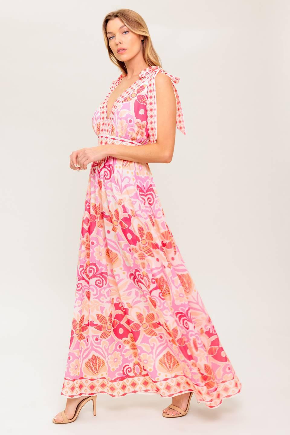 Leace It to Fate Woven Maxi Dress in ivory pink, view 5 — Soul Flow Apparel
