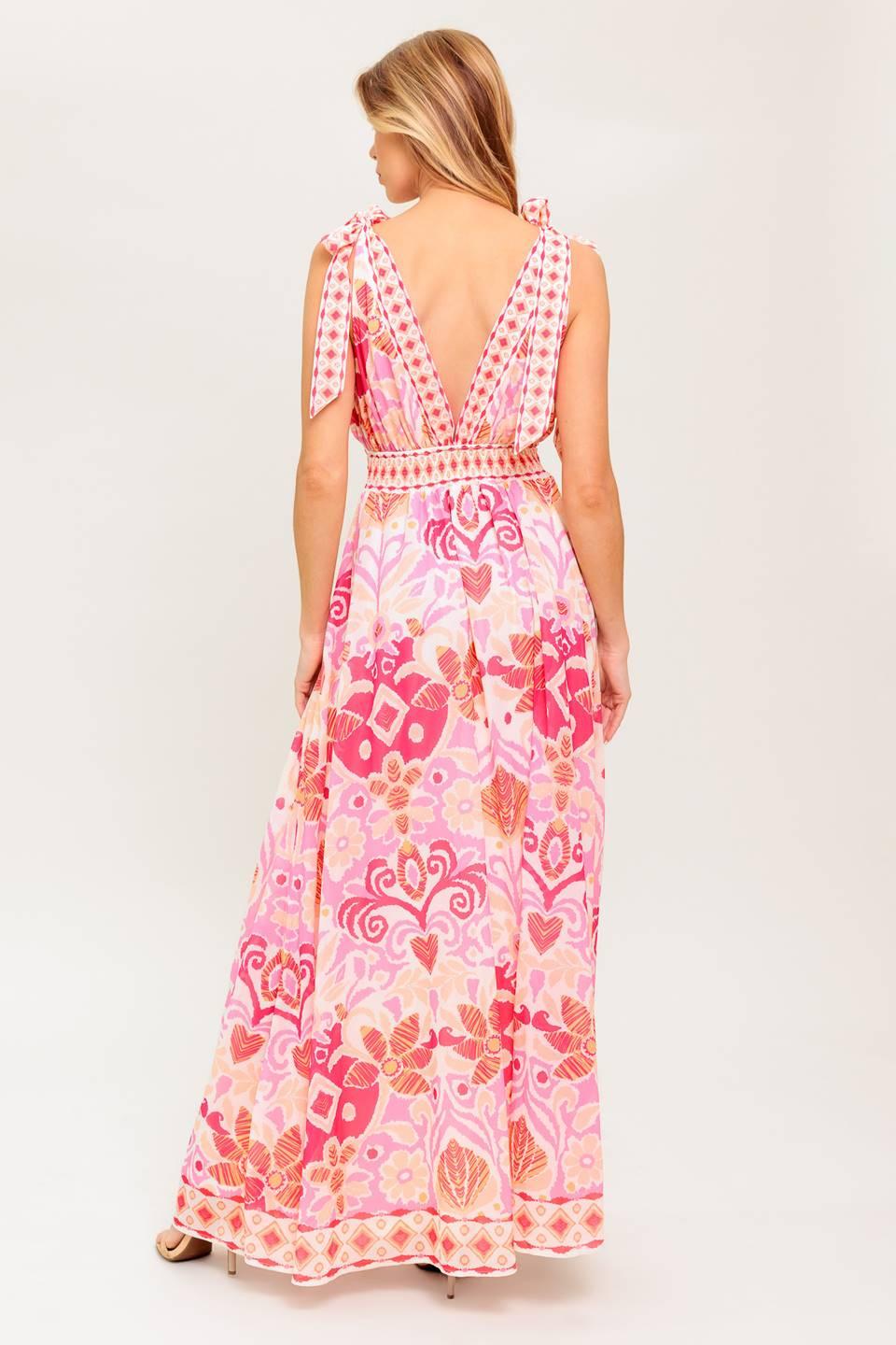 Leace It to Fate Woven Maxi Dress in ivory pink, view 6 — Soul Flow Apparel