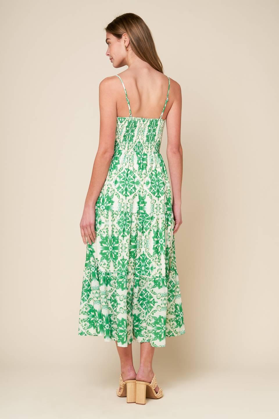 Beyond Elegant Woven Midi Dress in ivory green, view 5 — Soul Flow Apparel