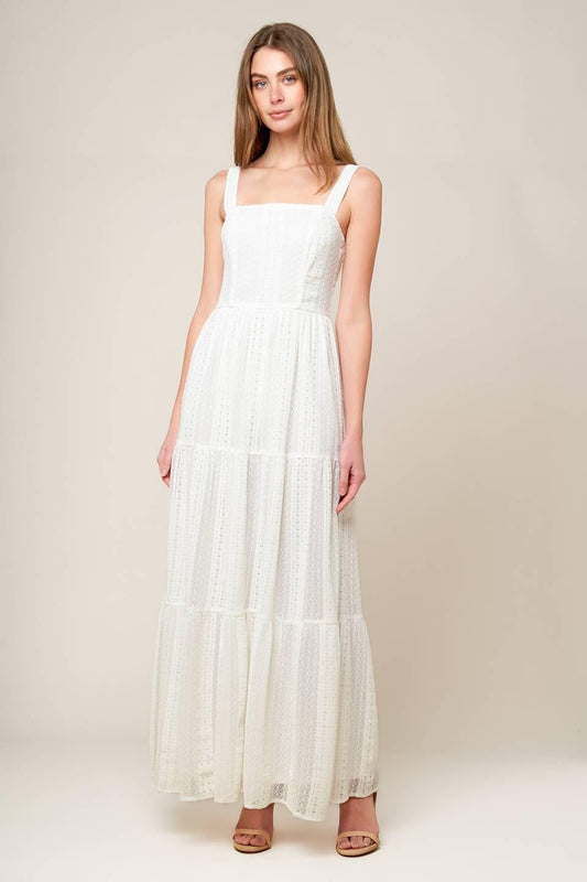 After the Rain White Lace Maxi Dress in off-white, view 1 — Soul Flow Apparel